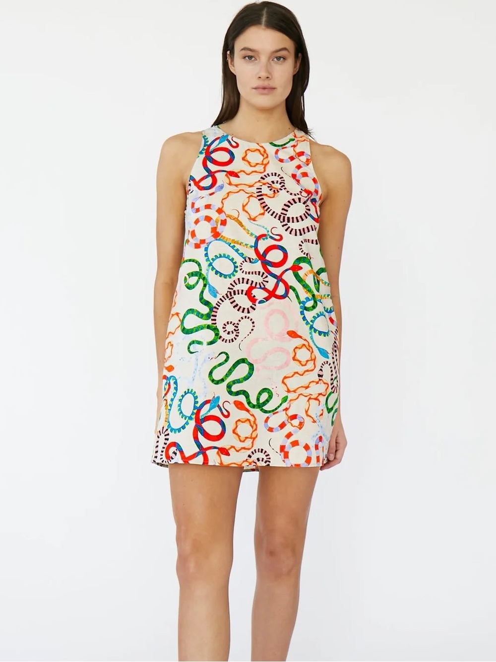 Rachel Antonoff Lola Dress In Snakes Size XL Linen Cotton Blend Mini Shift